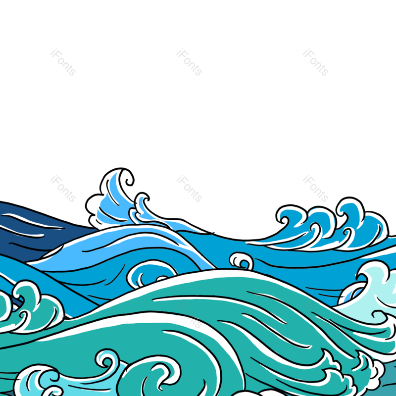 海洋图片,波浪元素,海洋元素PNG,手绘浪花免抠素材